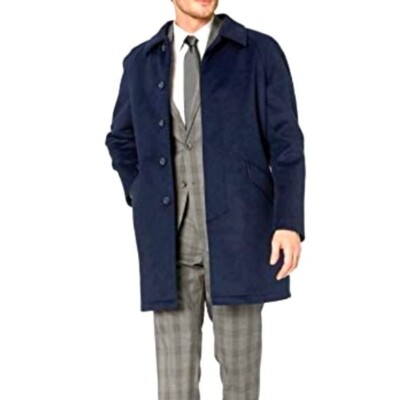 DKNY Coat Mens Size 38Long Navy Delaney Wool Blend Dress