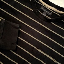 Banana Republic Striped 100 Cotton Heavyweight Sweater Men's Medium Black Gold