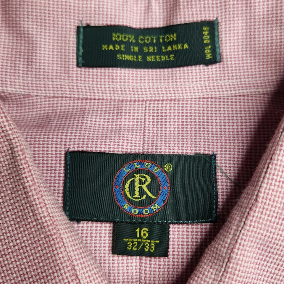 Camisa de vestir Club Room para hombre talla 16x32/33 rosa bolsillo abotonado manga larga usada en excelente estado Foto 4 de 4