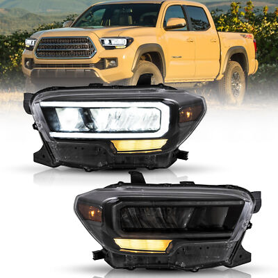 VLAND For 2016-2021 Toyota Tacoma Full LED Headlights DRL Amber Turn Lamps