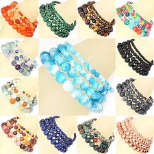 Natural Multicolor Gemstone Round Beads Stretch Bracelet 6mm 8mm 10mm 12mm 14mm