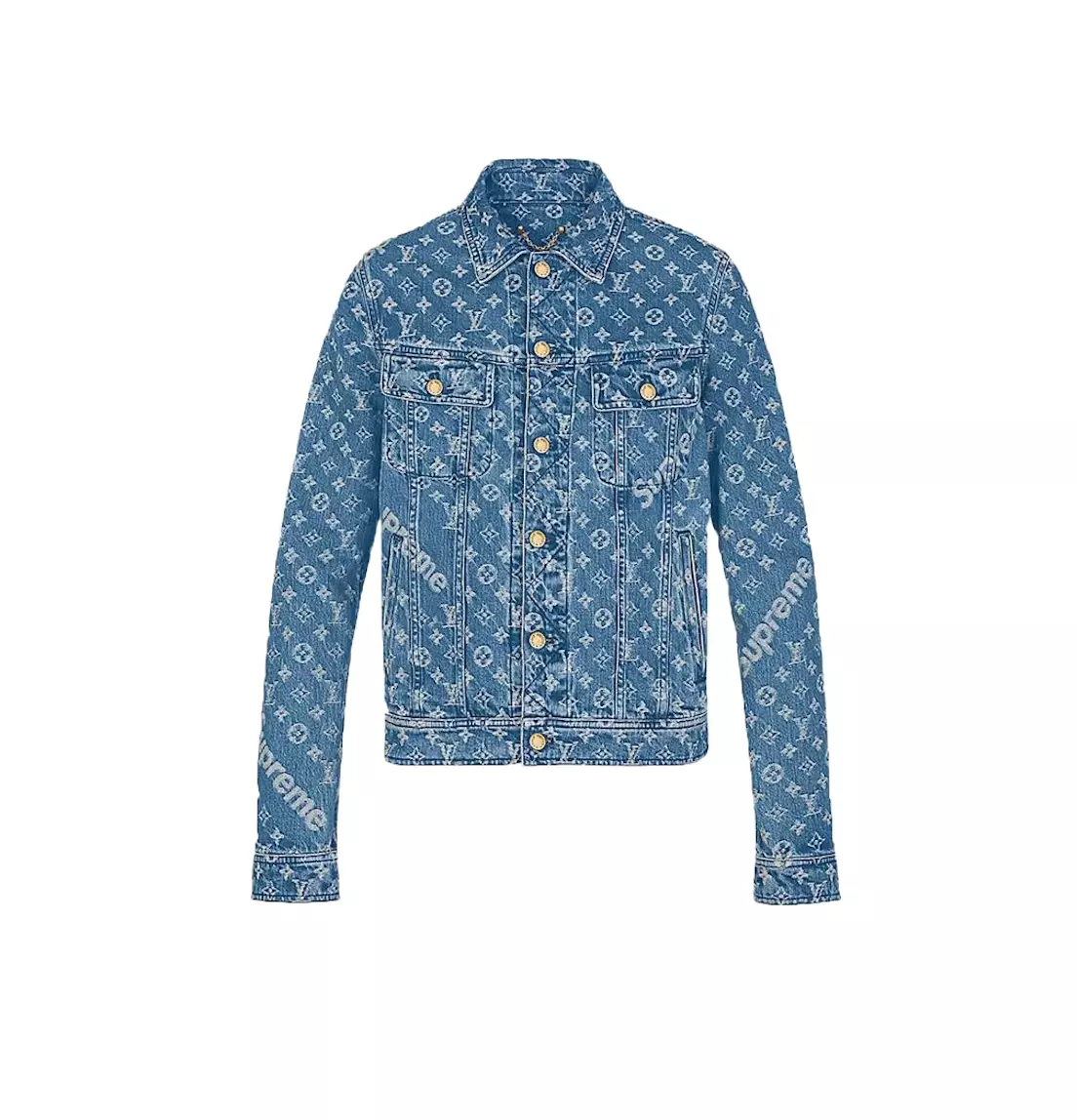 LOUIS VUITTON SUPREME Jacquard Denim Monogram LV Print Blue