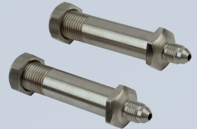 Polished Stainless Steel 2'' Thru-Frame Brake Line Fittings -3 AN x 1/8'' NPT