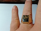 Solid 14k Gold N Quartz Men's Ring 13 grams One of a kind Size 12-1/2 New