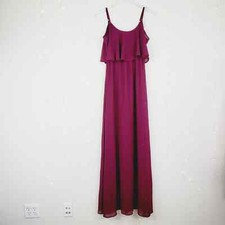 Show Me Your Mumu Caitlin Ruffle Chiffon Maxi Dress XS NWT Merlot Chiffon Purple