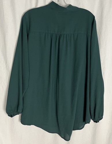 Evri Hunter grüne Bluse mit Bindekragen Größe 1X Arbeitskleidung Party Freizeit Bluse - Bild 5 von 6