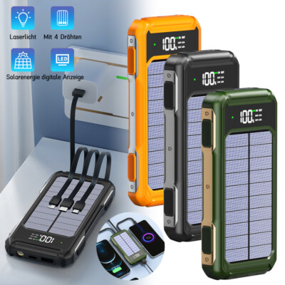 Tragbar Solar Power Bank 40000mAh Externer Batterie Ladegerät Für Alle Handy DE