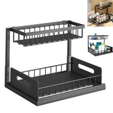 2 Tier Under Sink Organizers Storage Shelf Sliding Drawer for Kitchen Bathroom