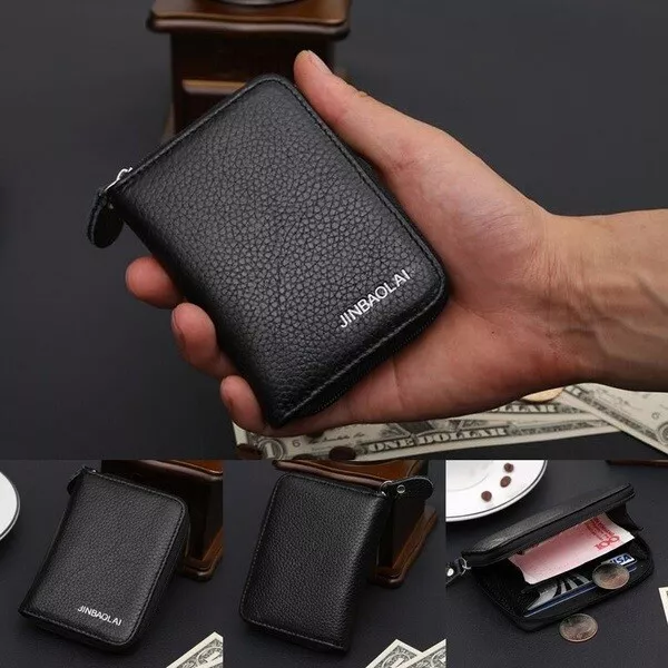 Amazon.com: OFAMOUS Leather Change Purse for Coins Holds 4-12 Cards, Small  Pocket Zipper Wallet Slim Card Pouch for Men & Women (Black, Retro) :  Clothing, Shoes & Jewelry