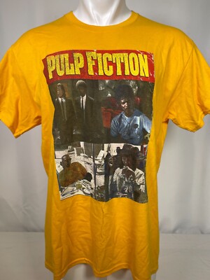 トップス 90s Pulp Fiction T-shirt Pulp Fiction Shirt MENS LARGE L BLACK John Travolta MOVIE 90s