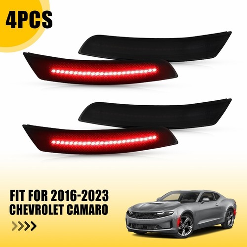4PCS Front+Rear LED Bumper Side Marker Light Red For 2016-23 Chevrolet Camaro O