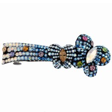 Two Butterfly Hair Barrette Clasp Clip Austrian Rhinestone Blue Jewelry Luxury