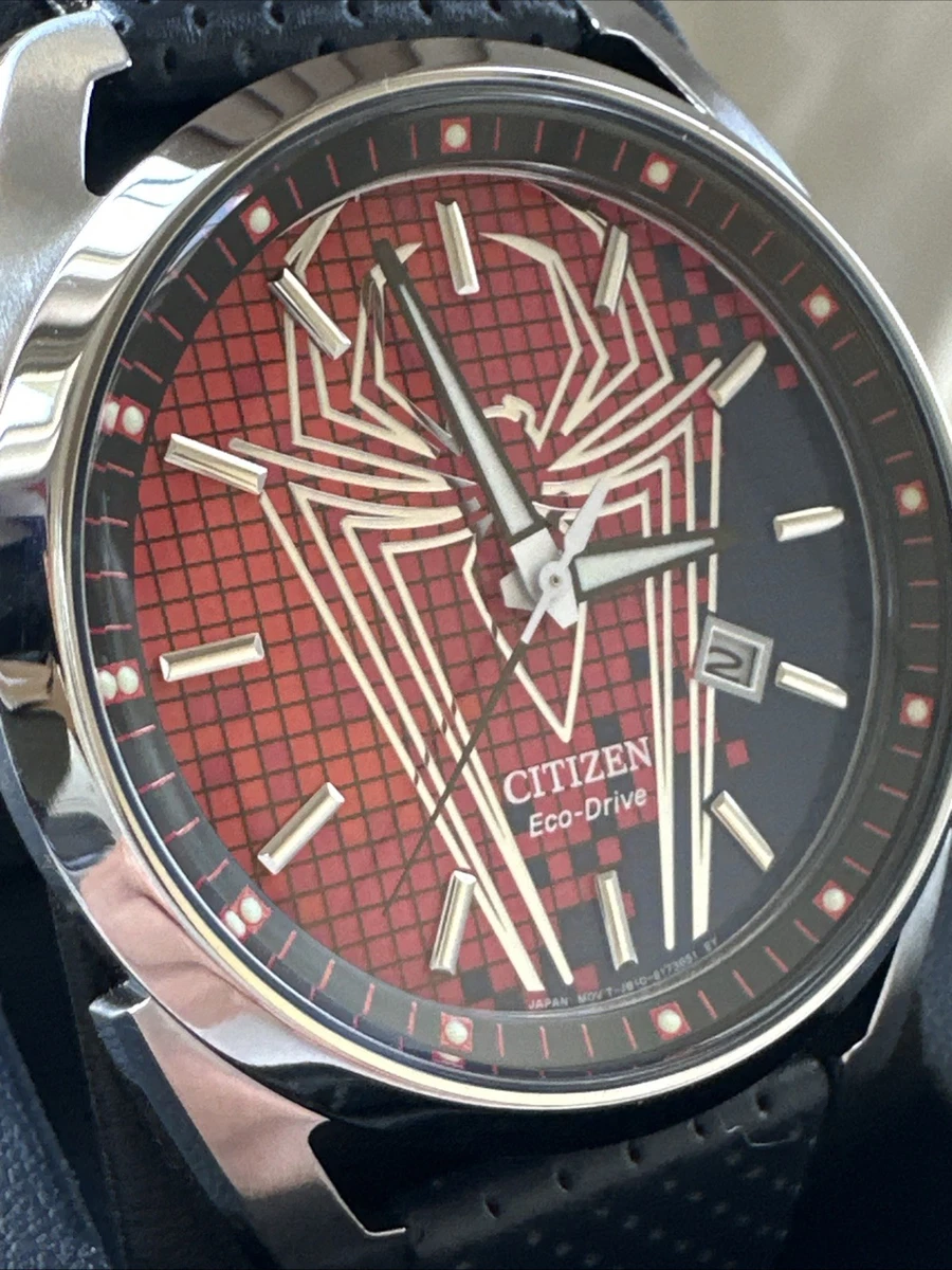 Citizen AW1680-03W Spider-Man Marvel Collection Leather Perforated