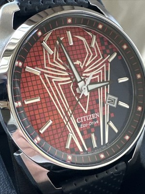 Citizen AW1680-03W Spider-Man Marvel Collection Leather Perforated