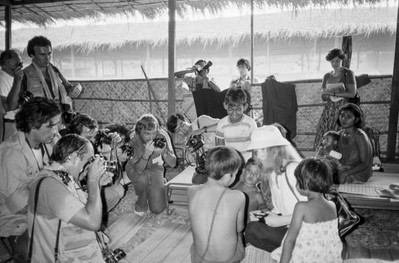 Liv Ullmann with children in a school during the 'Cambodia Surviva- Old Photo