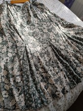 Green and Cream Patterned Dash Skirt Size 18 With Godet Pleats.Midi/Maxi Length