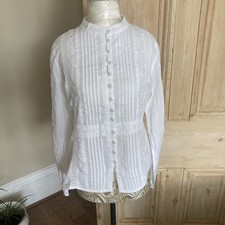 MATALAN PAPAYA WHITE COTTON LONG SLEEVED BLOUSE SIZE 14