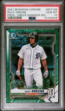 2021 BOWMAN CHROME PROSPECTS GREEN SHIMMER REFRACTOR RILEY GREENE 97/99 PSA 10