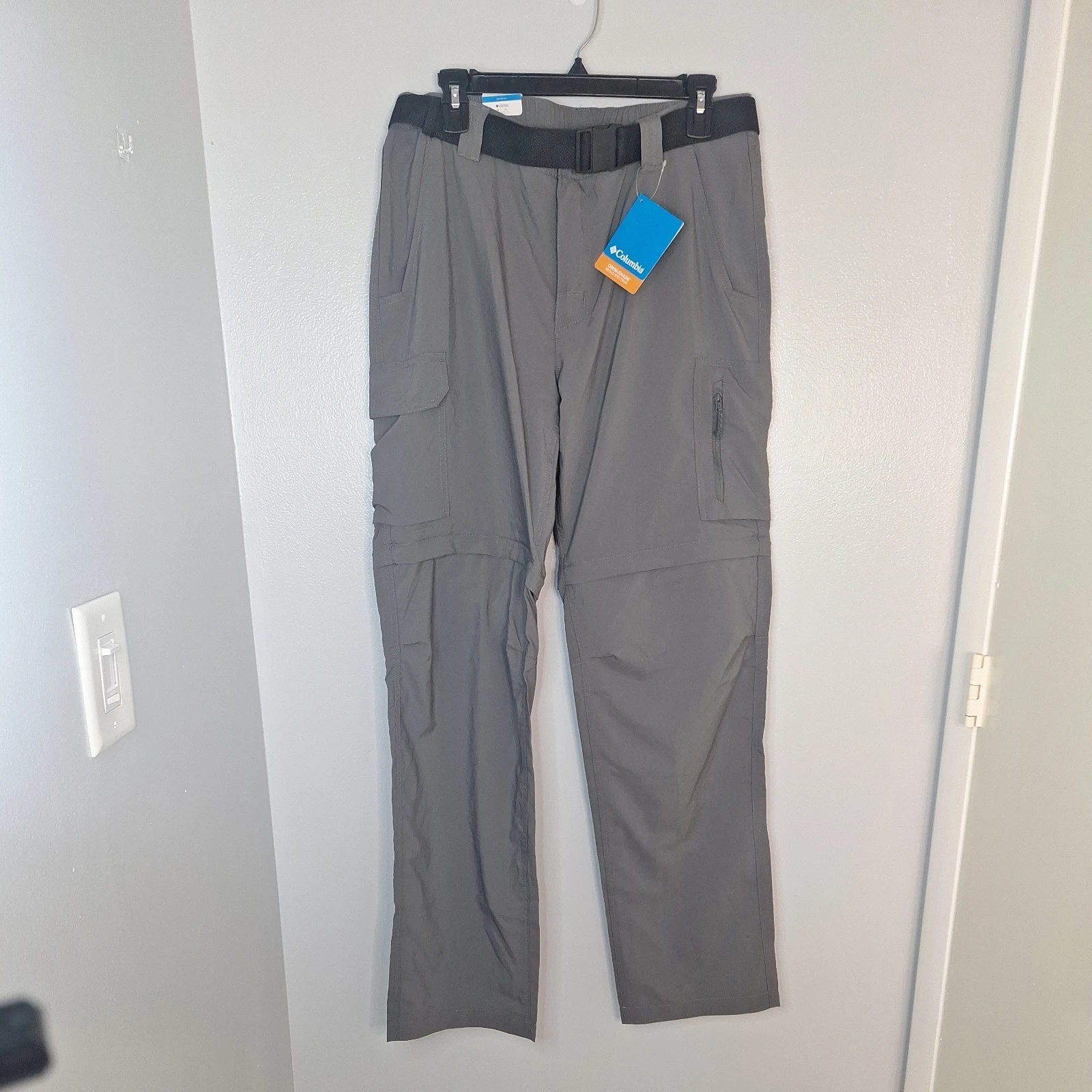NWT Columbia Gray Straight Leg Regular Fit Convertible Pants 34x34 Side Pockets