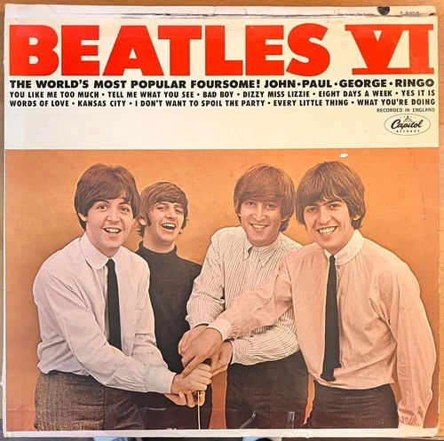 Beatles VI. LP, 1965 Capitol Records. Black Record, 12 inch, 33rpm.