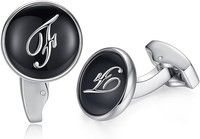 ManschettenknöPfe Herren Edelstahl Buchstabe Schwarz Hochzeit Cufflinks