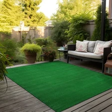 Rugshop Green Outdoor Rug Artificial Turf Solid Grass Outdoor Carpet Patio Rugs