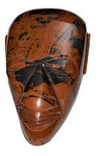 Mahogany Obsidian African Head Carving Estate 4 inch tall