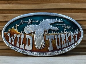 1974 Austin Nichols Wild Turkey Kentucky Bourbon Belt Buckle Excellent Condition