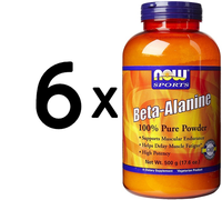 6 X Now Foods Beta Alanine, 2000Mg (Powder) - 500G (93,33 Eur/Kg)