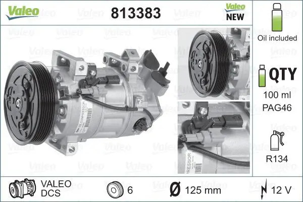 Compressore climatizzazione R 134a 813383 VALEO per RENAULT CLIO IV Grandtour