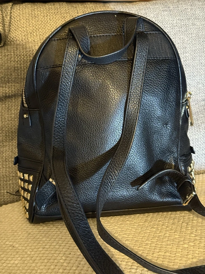 Michael Kors Black Leather Studded Backpack Gold Hardware Excellent Condition - Image 3 of 4