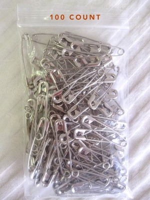Vintage NEW 2'' Old Stock SIZE 3 Safety Pins 100 CT PRYM BRASS NICKEL PLATED