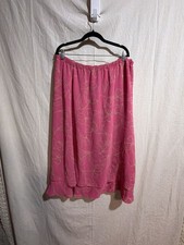 Sag Harbor Woman s REVERSIBLE Size 1X Pink Floral Print Midi Skirt with Ruffl
