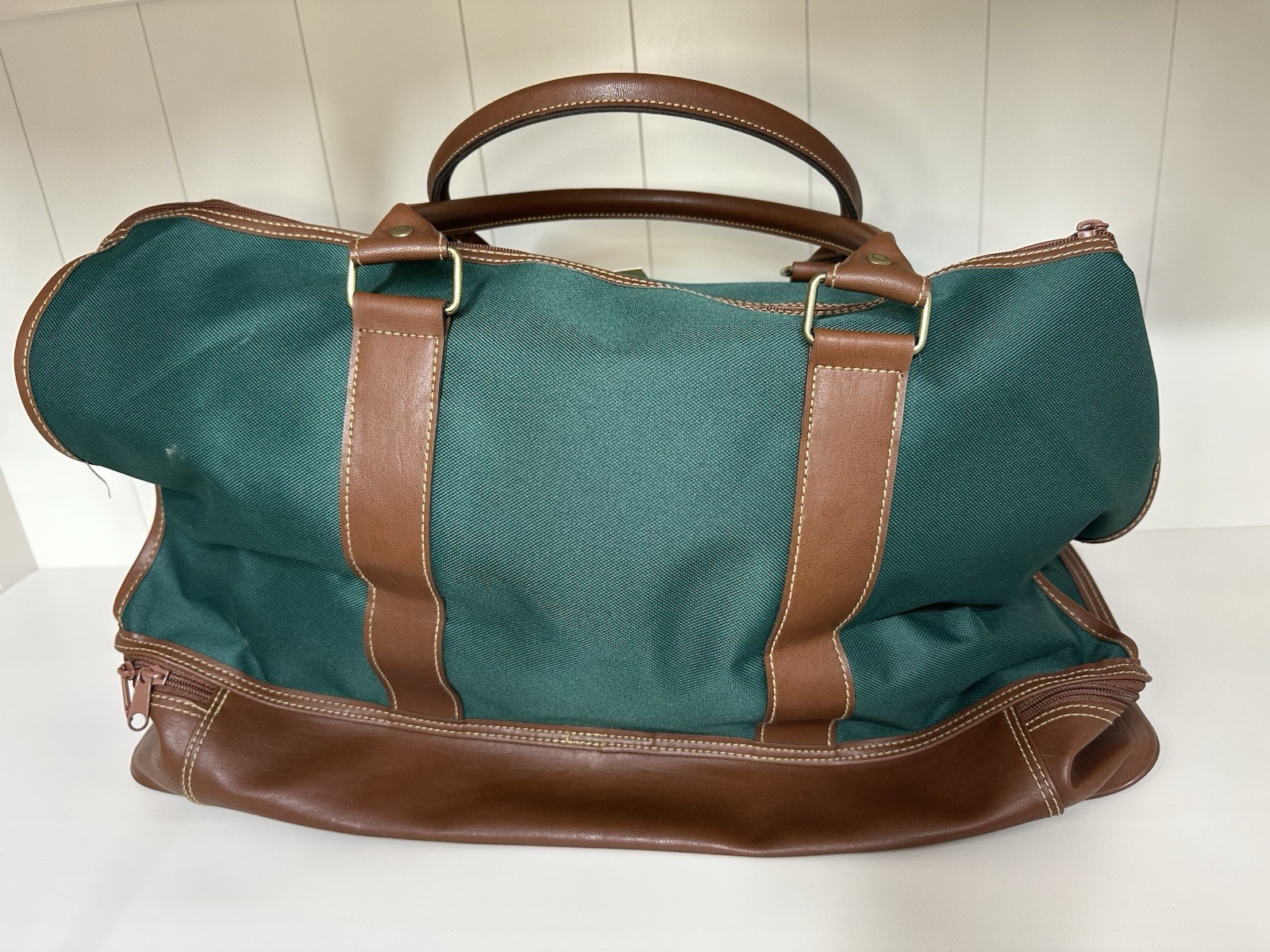 PONY Borsa da viaggio grande Polo Ralph Lauren anni 90 borsone trasporto tela verde vintage nuova con etichetta