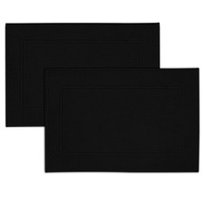 2 PCS Bath Mats 100 Cotton 20x32 Inch Super Absorbent Floor Towels Black
