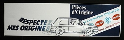 Alter Aufkleber - Auto Volkswagen Golf 2 Stück Original ! VW Teile