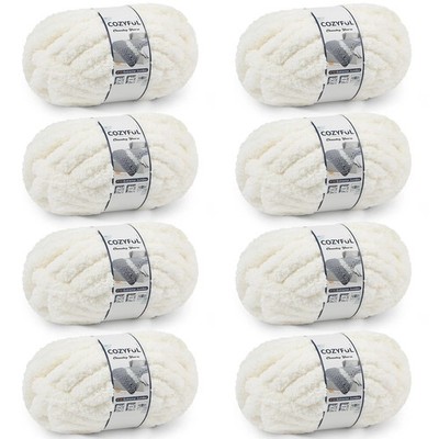 Cozyful Chunky Yarn for Hand Knitting - #10 Chenille 8 Pack, Cream 