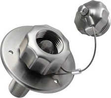 Metal RV City Water Stainless Inlet With Check Valve Flange Hose Connector Fill