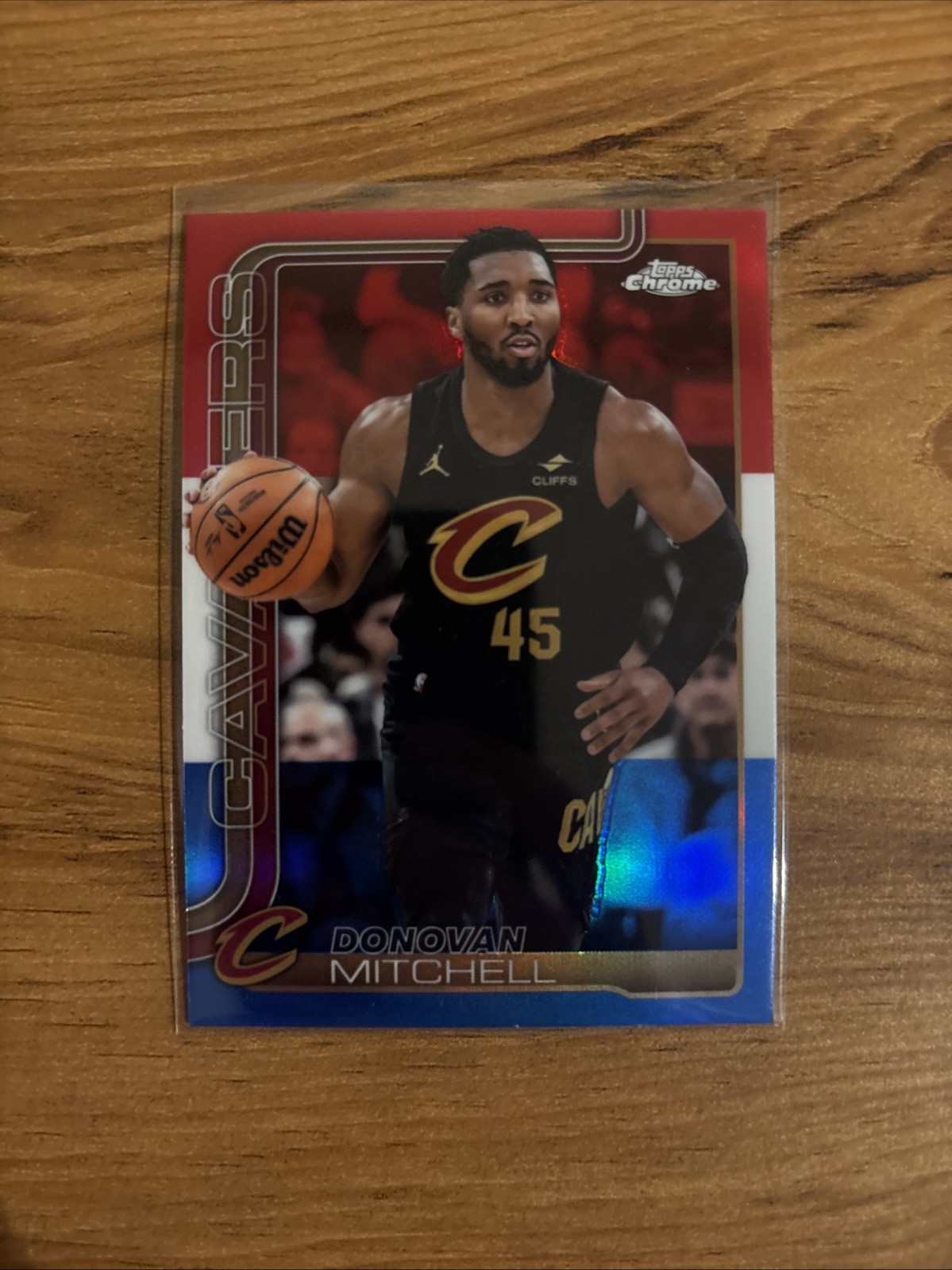 2025-26 Topps Chrome - Donovan Mitchell #69 Red White & Blue Refractor Cavaliers