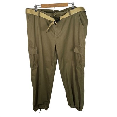 Soulsfeng New York Olive Green Cargo Pants Web Belt Drawstring Cuffs Size 35