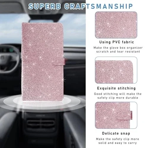 Titular de Registro y Seguro de Coche, Tarjeta Automática L-9.4×5.1" Rosa Brillo Foto 3 de 4