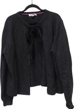 Boden Black Mohair Knit Blend Velvet Tie Cardigan - Women's Size Xl Knitwea