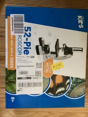 AmScope 52pc 120X-1200X Kids Starter Compound Microscope Portable Science Kit 