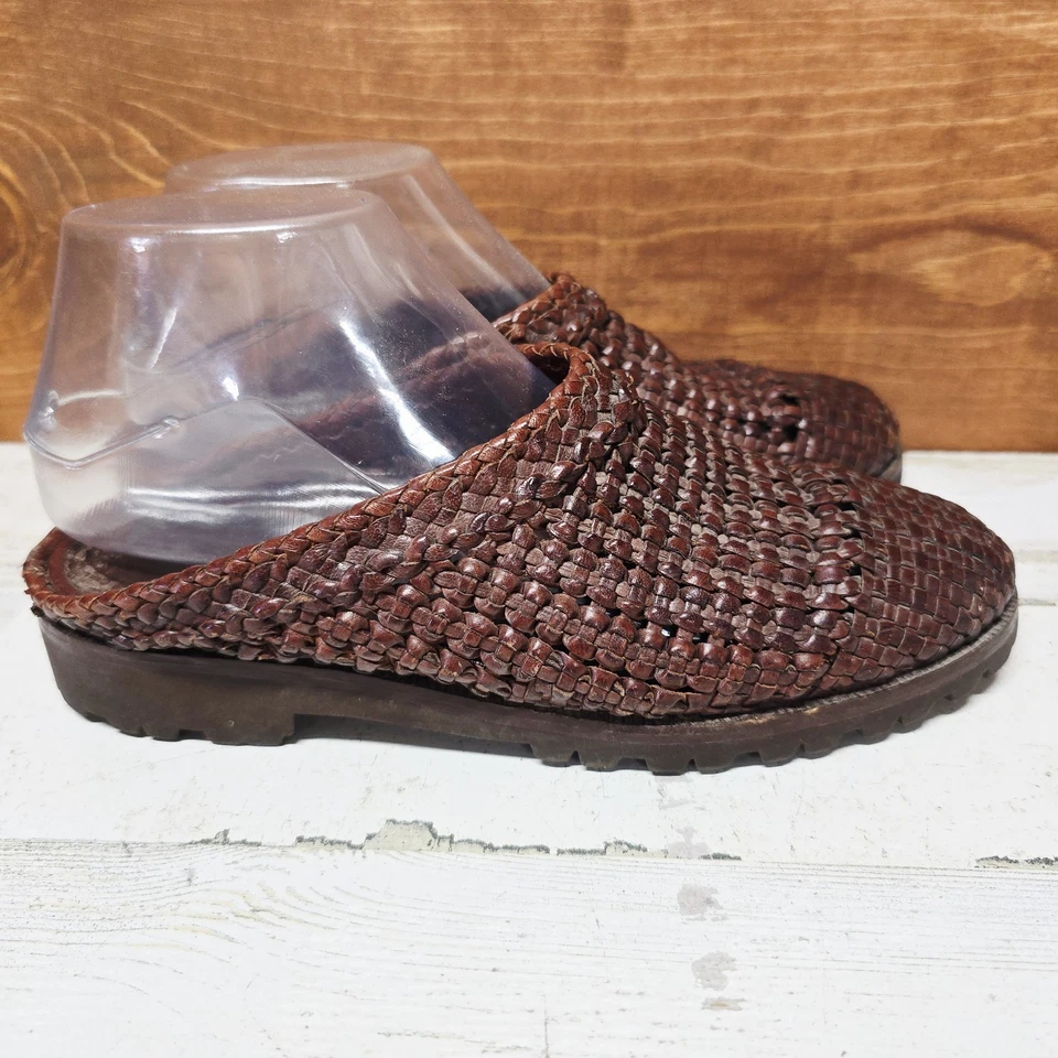 Zuecos tejidos vintage de cuero marrón Cole Haan Country 7,5 B para mujer Foto 3 de 4