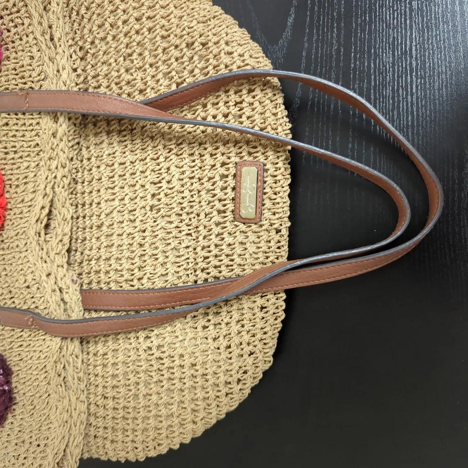 Jessica Simpson St. Pete Straw Tote Floral Pink Beach Beach Vacation Used - Image 3 of 4