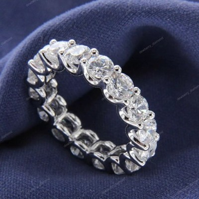 4 Ct Round Lab Grown Diamond Women's Engagement Band 10k White Gold Gift For Her