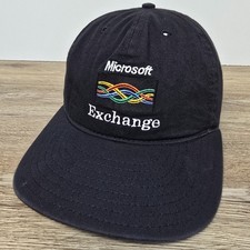 Vintage Microsoft Exchange Hat Promo Black Adjustable Cap OSFA