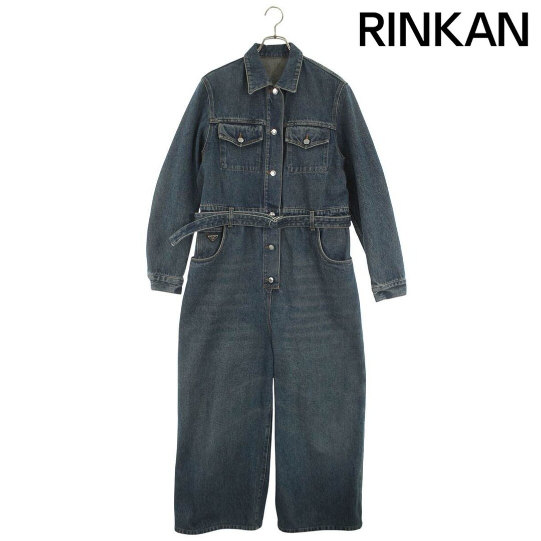 Prada GFZ017 Triangle Plateed Washed Denim Jumpsuit Women's 42 Used 10591a39c53b