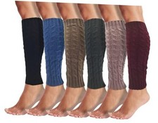 Leg Warmers for Women, 6 Pairs Knee High Cable Knit Warm Thermal Assorted C