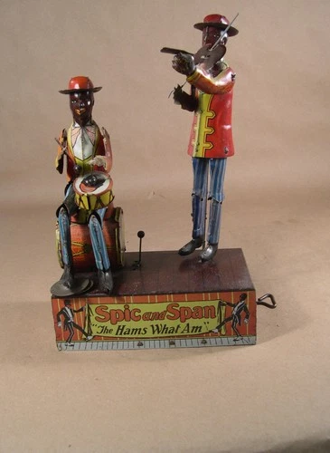 Antique Wind-Up Marx Lithographed Tin Toy Spic and Span Band  WORKING